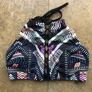 Pink High Neck Bathing Suit Top